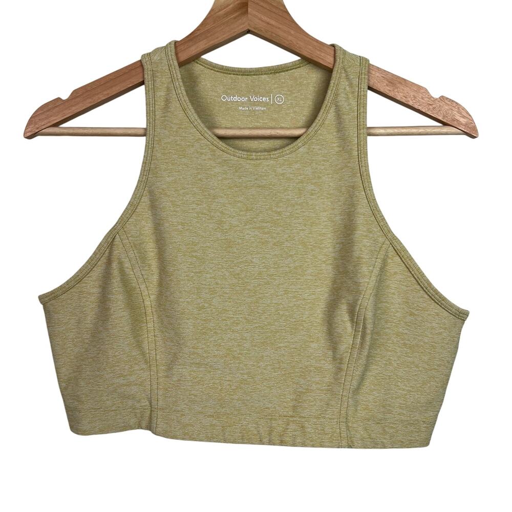 Outdoor Voices Size XL Heather Yellow Athena Crop Top High Neck Compression